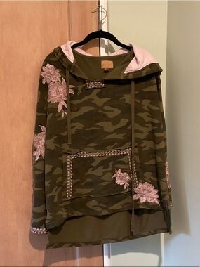 DRIFTWOOD Olive Camo Teddy Jacket with Pink Floral Accents